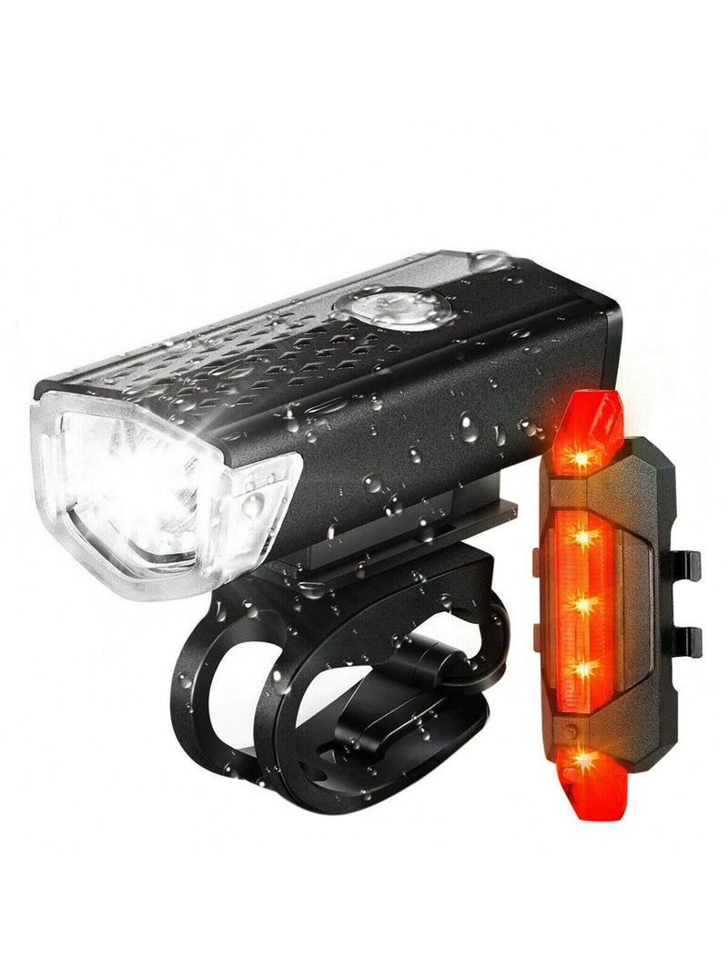 Kit Farol Bike Frontal + Pisca Traseiro Led Usb Recarregável RAL SHOP