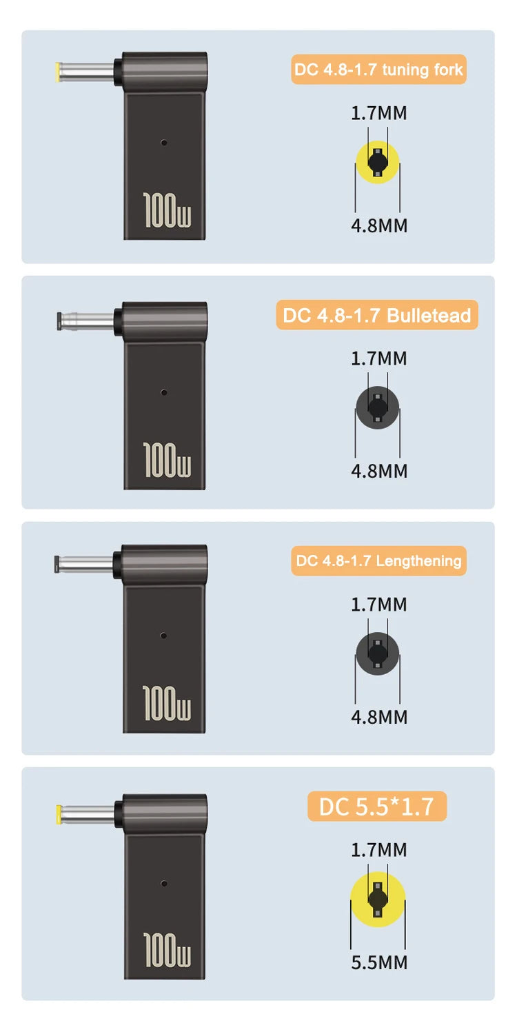 Adaptador para carregador de laptop/Notebook 100W 5A USB tipo C