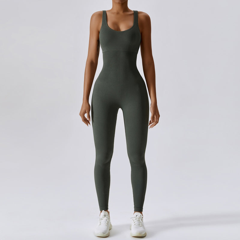 Macacão feminino fitness Bodysuit sem costura