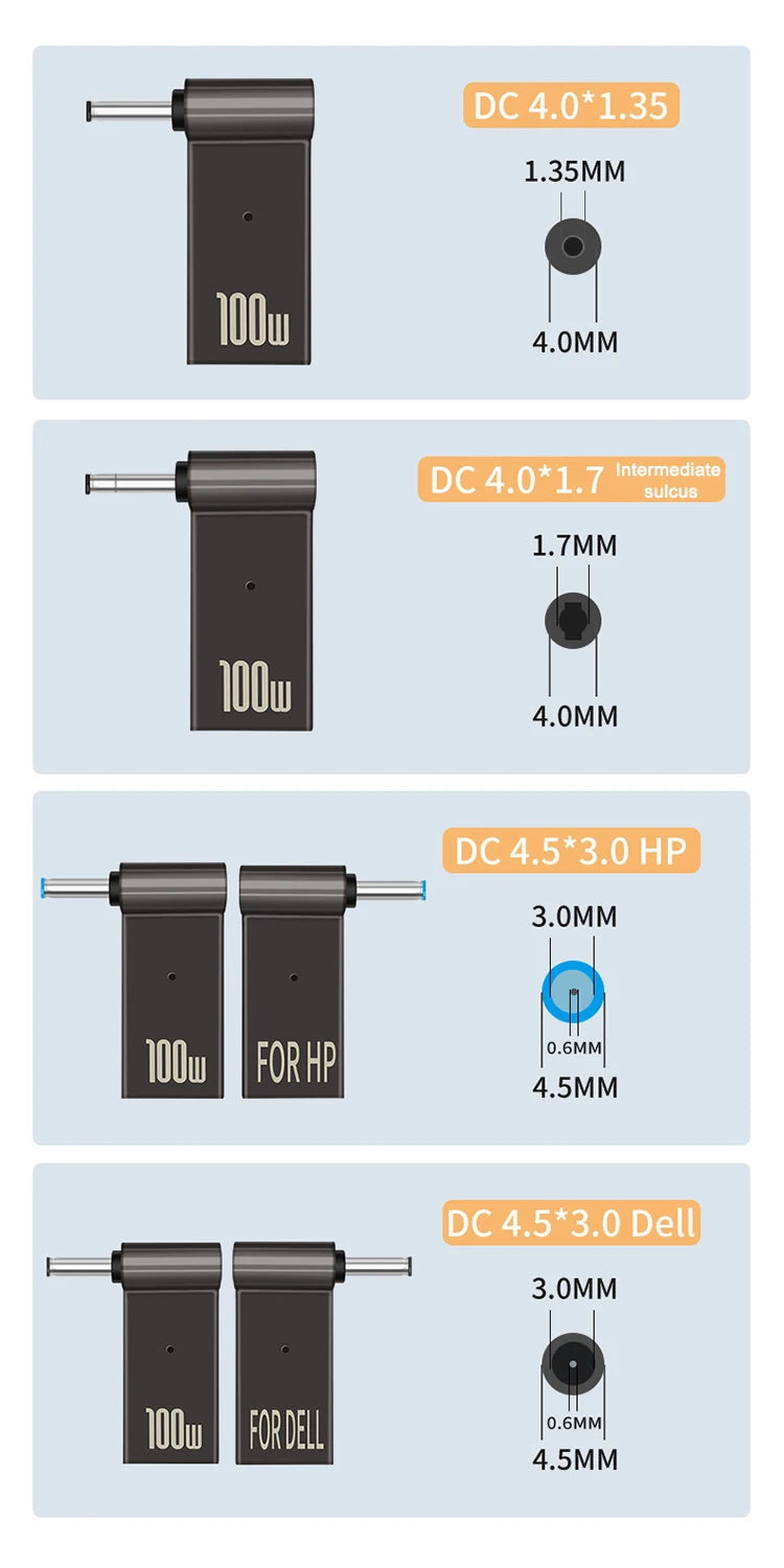 Adaptador para carregador de laptop/Notebook 100W 5A USB tipo C