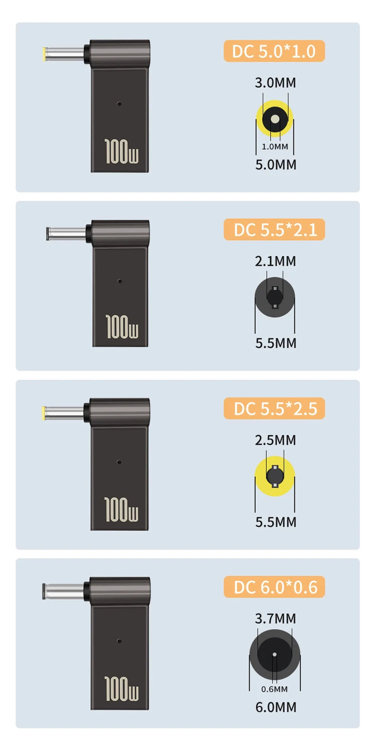 Adaptador para carregador de laptop/Notebook 100W 5A USB tipo C