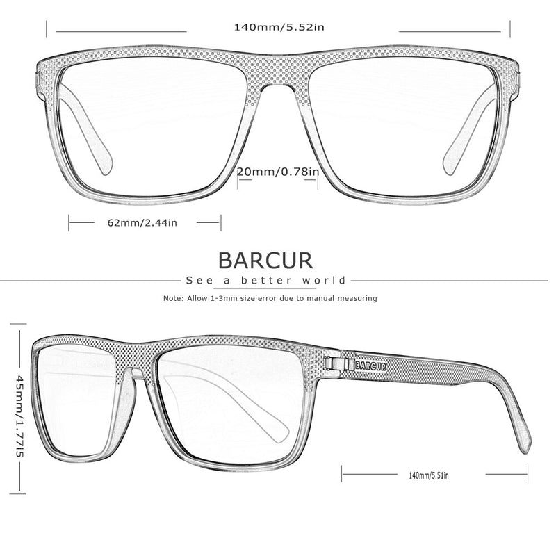 Óculos de sol polarizados proteção UVAB Barcur