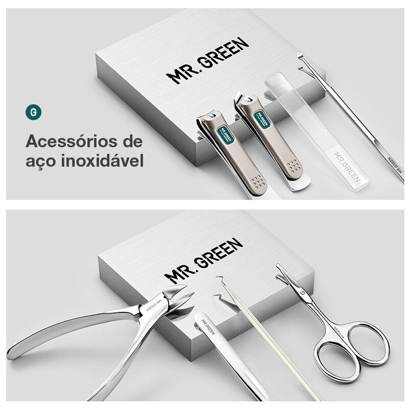 Kit manicure Profissional em aço inoxidável MR.GREEN