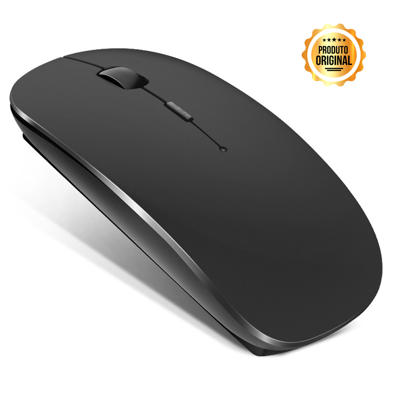 Mouse sem fio Wifi/Bluetooth Recarregável preto fosco