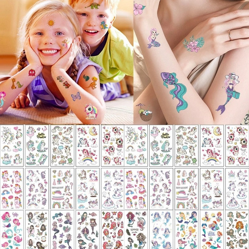 10 folhas com tatuagem temporária infantil