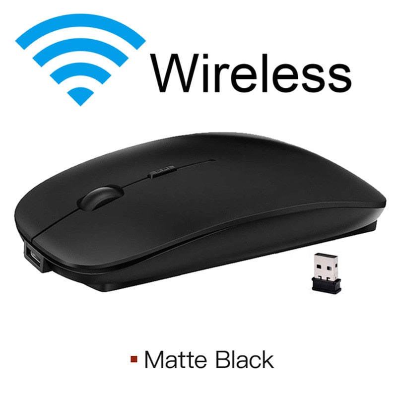Mouse sem fio Wifi/Bluetooth Recarregável preto fosco