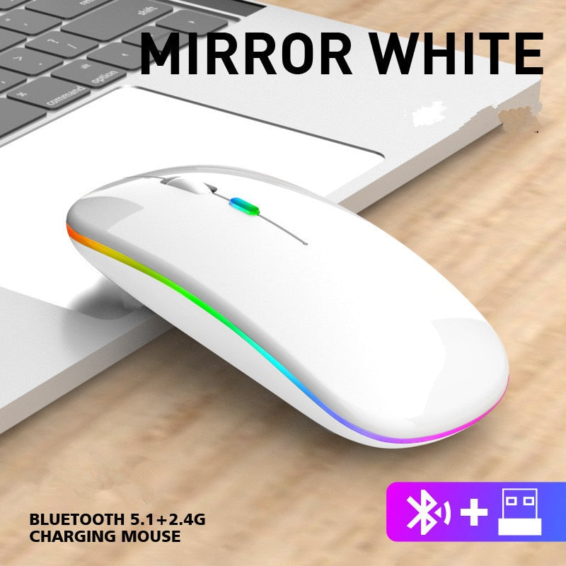 Mouse slim luminoso sem fio recarregável