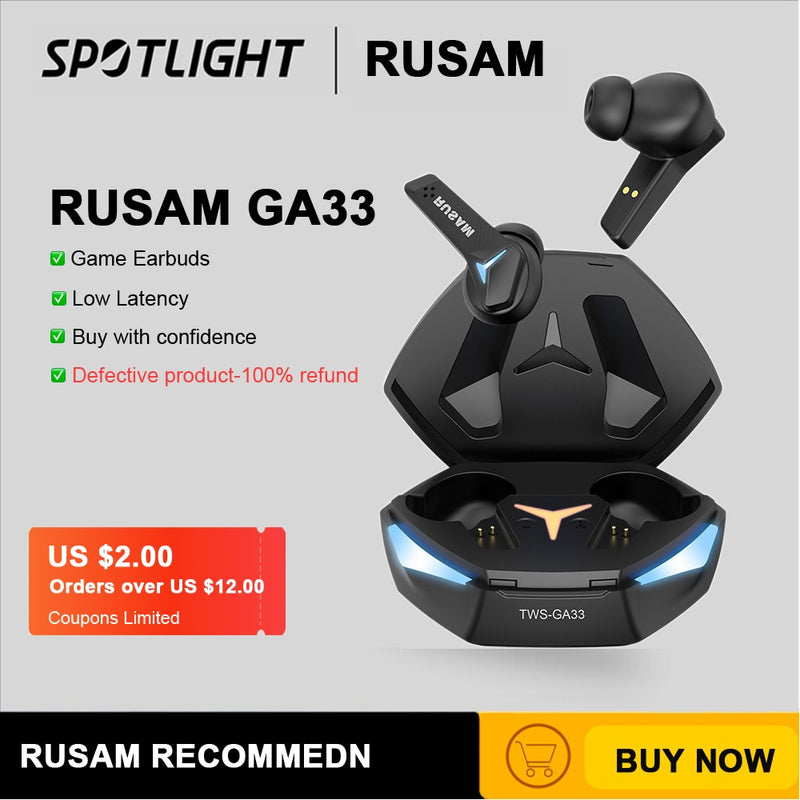 Fone RUSAM GA33 Gamer Bluetooth/Wifi ultra Bass