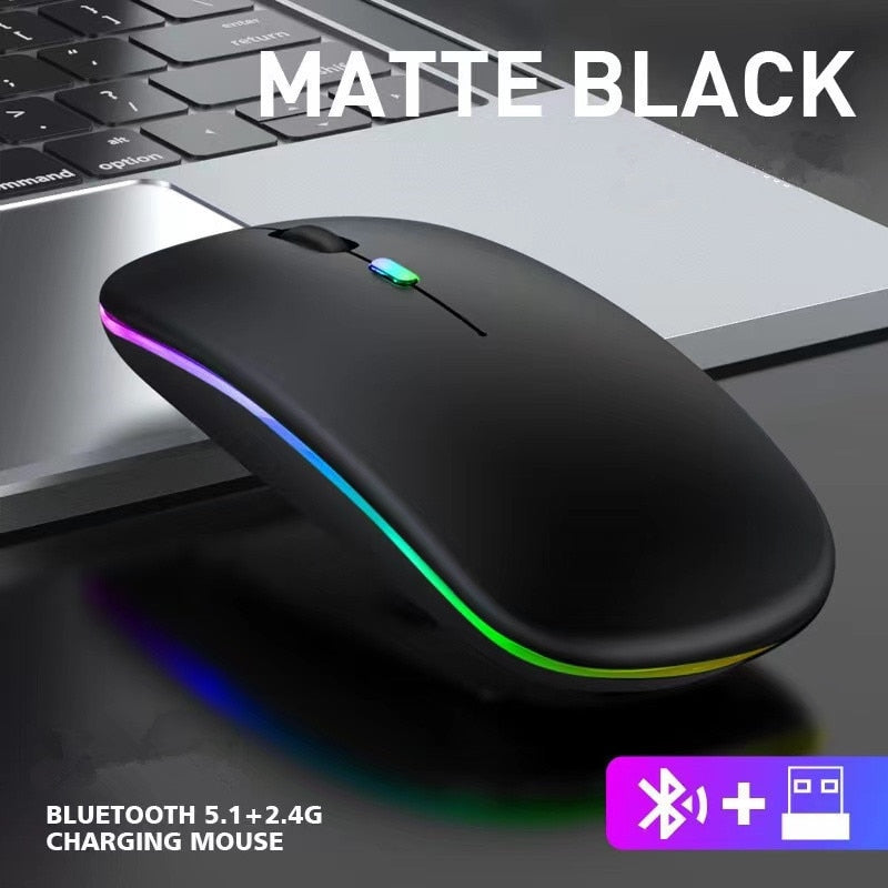 Mouse slim luminoso sem fio recarregável