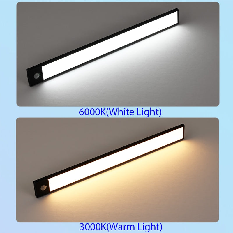 Ultra fina luminária de LED em alumínio com Sensor de presença - USB recarregável