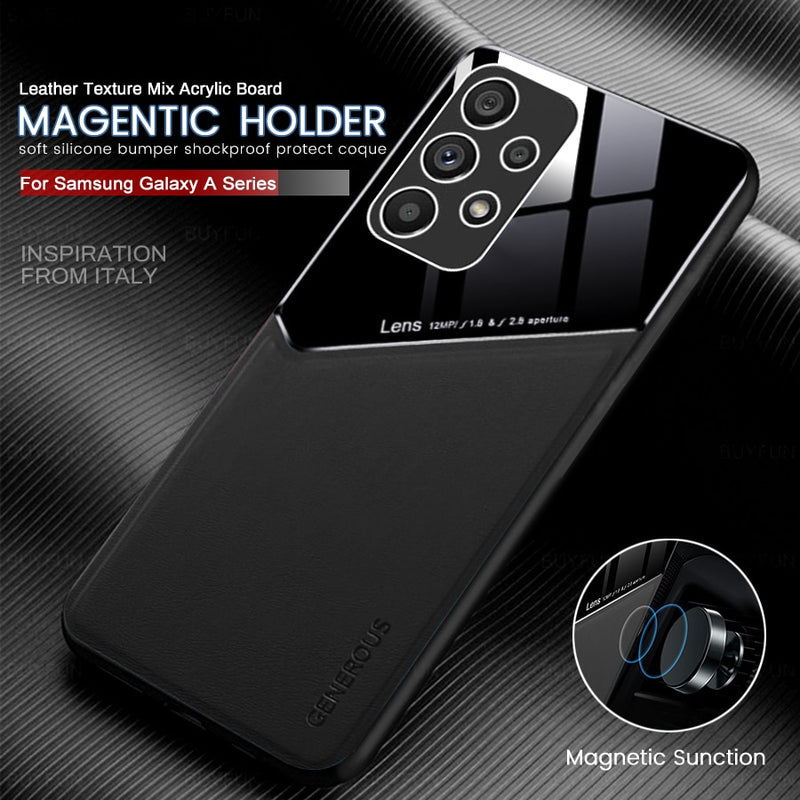 Capa protetora em couro magnética p/ Samsung Galaxy A 33, 53, 73, 23, 13, 4G, A33, A53, A73, 5G