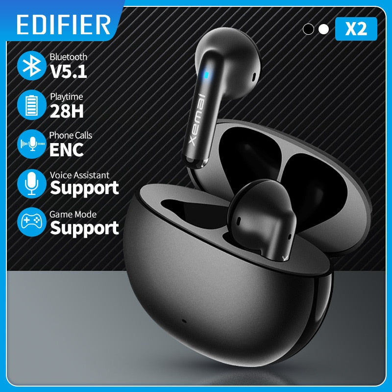 EDIFIER X2 fone bluetooth 5.1 com assistente de voz, 28hrs de Som. Original